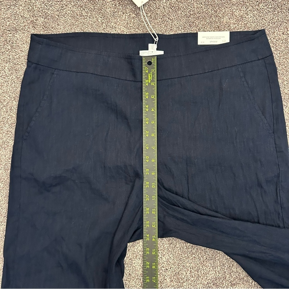 Chico's Women's Linen Wide Leg Pants Size 16 R Navy Pull On Stretch NWT $99 - Picture 9 of 16